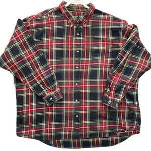 Red Head Plaid Flannel Button‎ Down Shirt Men's size 4XL Classic Oxford Cotton